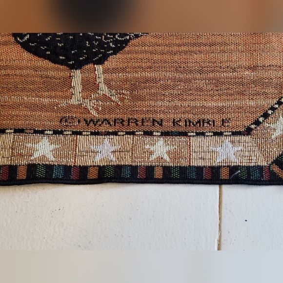 Warren Kimble Tapestry Chickens  Table  Runner with Tassels Country Farmhouse - Picture 7 of 8